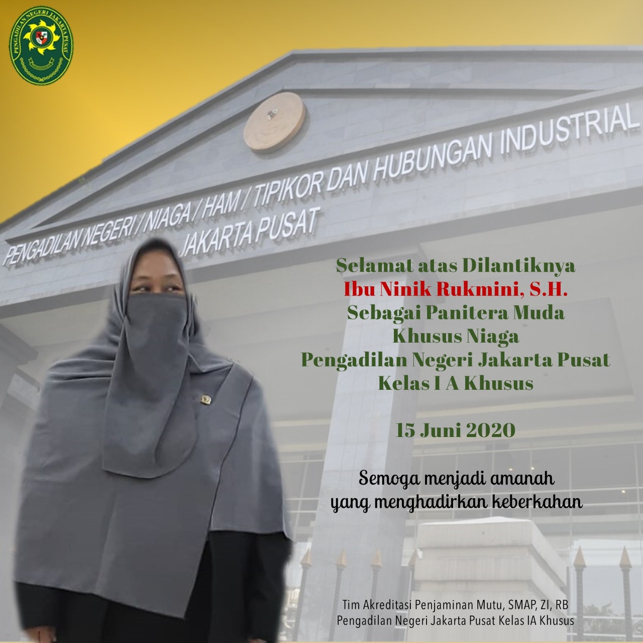 PELANTIKAN DAN PENGAMBILAN SUMPAH JABATAN PANITERA MUDA KHUSUS NIAGA PENGADILAN NEGERI JAKARTA PUSAT