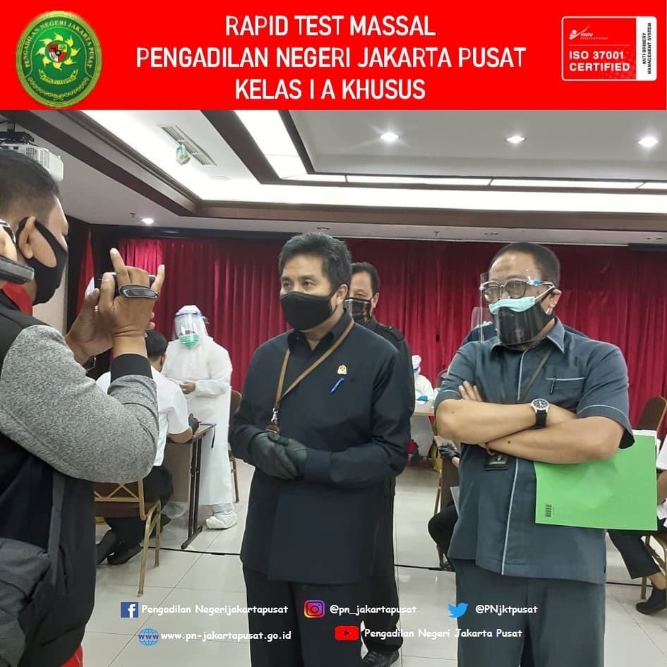 CEGAH PENYEBARAN COVID-19, RAPID TEST MASSAL DIGELAR DI PENGADILAN NEGERI JAKARTA  PUSAT KELAS IA KH