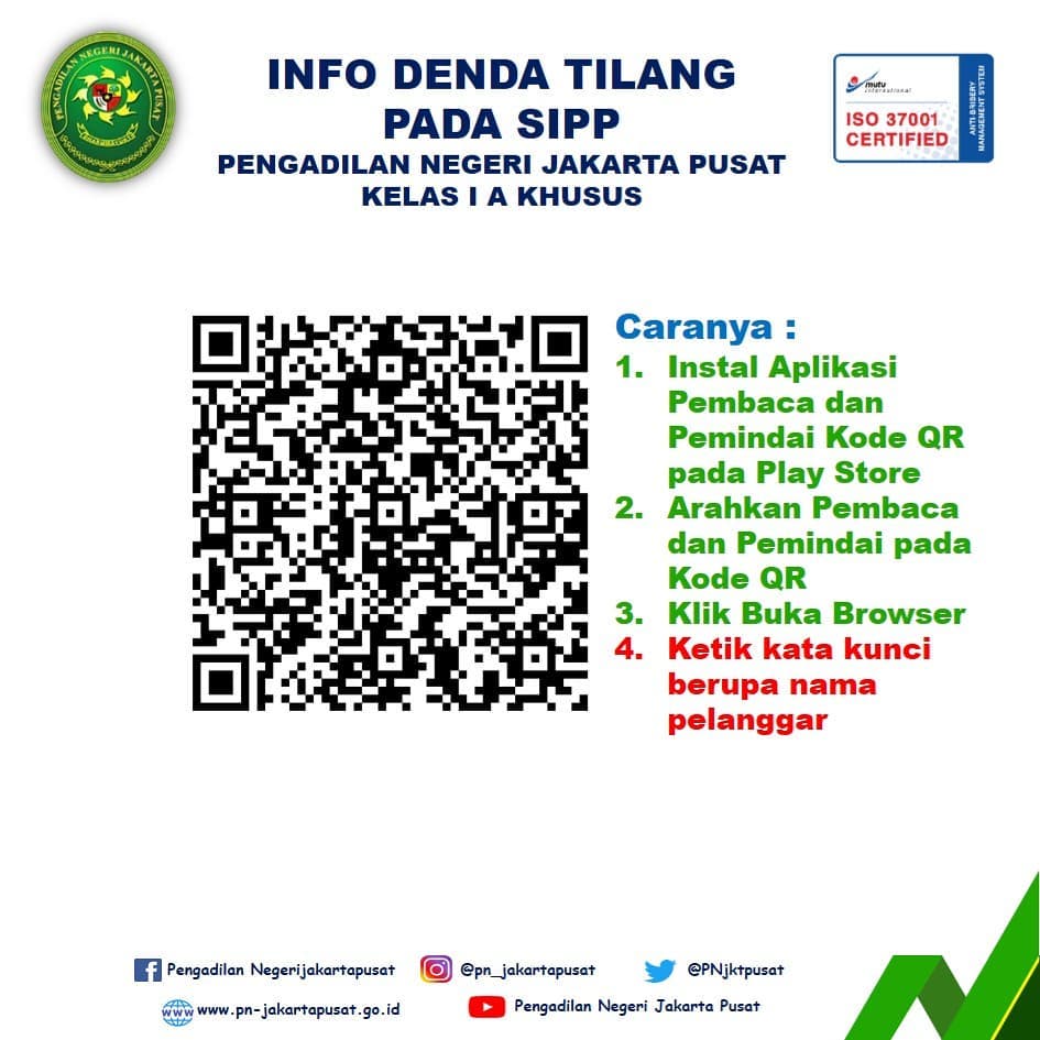 INFO DENDA TILANG PENGADILAN NEGERI JAKARTA PUSAT KELAS IA KHUSUS