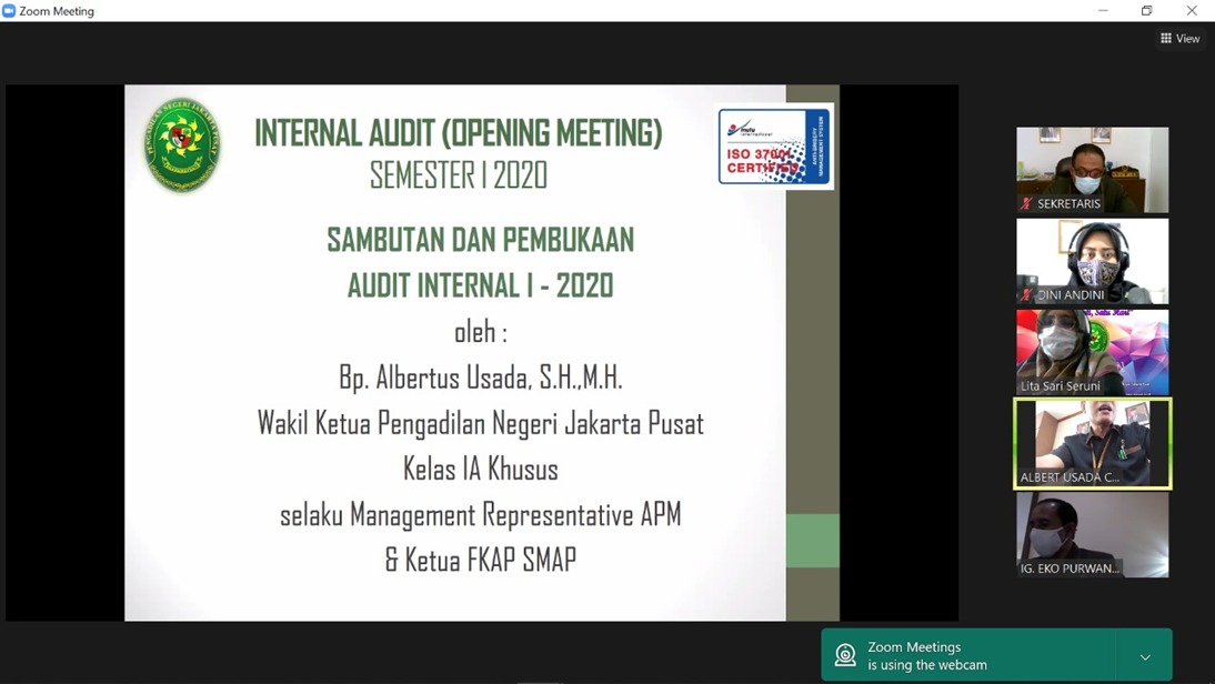 OPENING MEETING INTERNAL AUDIT SEMESTER I TAHUN 2020