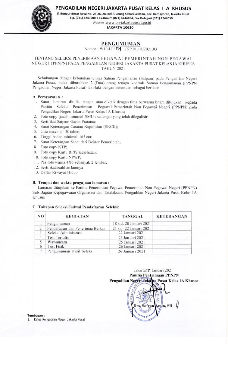 SELEKSI PENERIMAAN TENAGA SATUAN PENGAMANAN