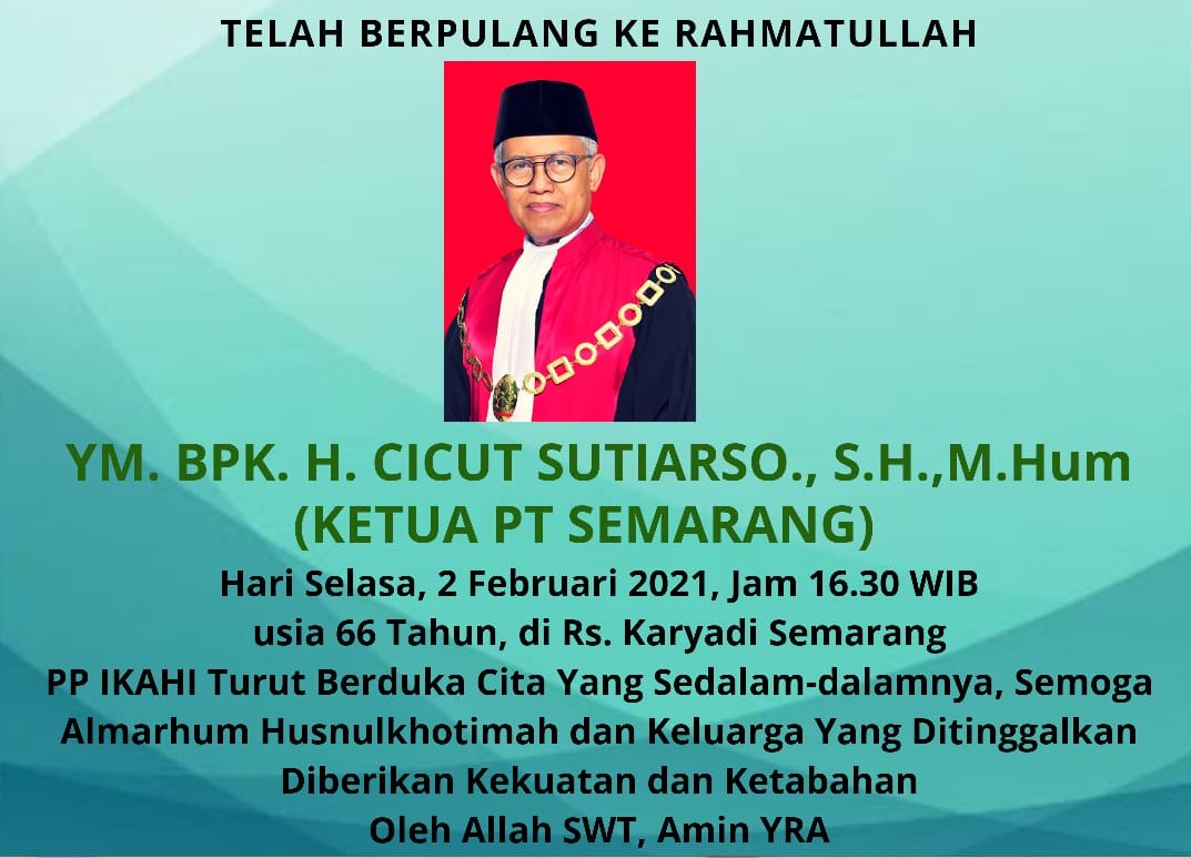 DUKA MENDALAM ATAS MENINGGALNYA Bpk. Dr. CICUT SUTIARSO