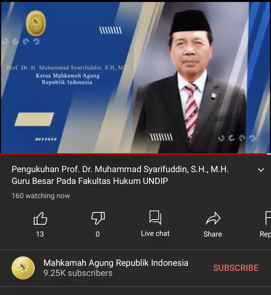PENGUKUHAN PROFESOR KETUA MAHKAMAH AGUNG RI
