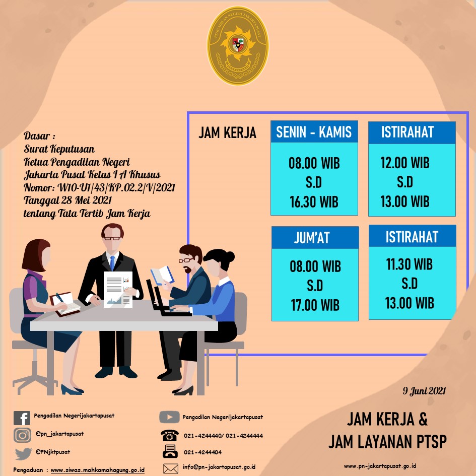 JAM KERJA & JAM LAYANAN PTSP SESUAI KEPUTUSAN KPN