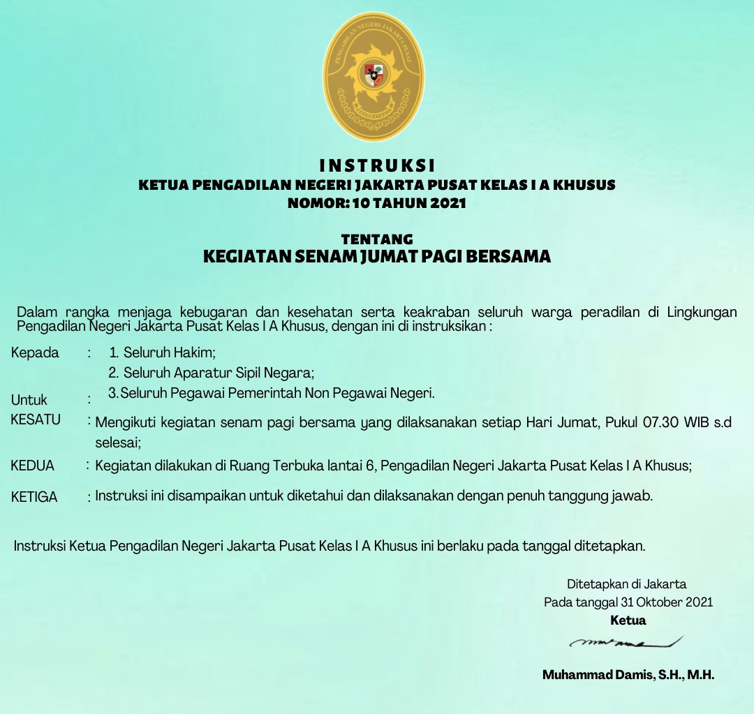 INSTRUKSI KETUA NOMOR 10 TAHUN 2021