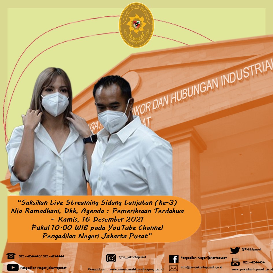 SIARAN LANGSUNG SIDANG LANJUTAN PERKARA NIA RAMADHANI