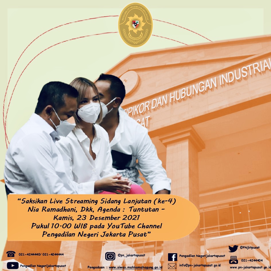 SIARAN LANGSUNG SIDANG LANJUTAN PERKARA NIA RAMADHANI
