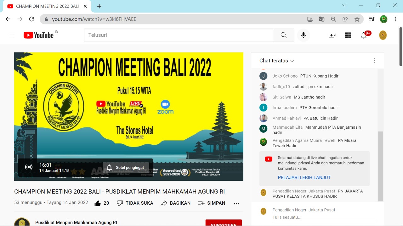 LIVE STREAMING CHAMPION MEETING BALI