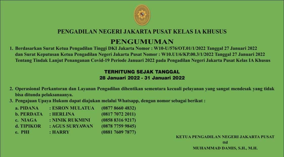 28-31 JANUARI-PN JAKARTA PUSAT BEKERJA DARI RUMAH (WFH)
