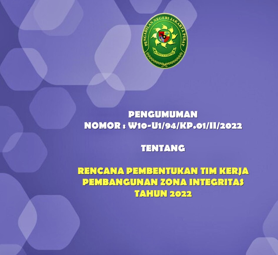 RENCANA PEMBENTUKAN TIM KERJA PEMBANGUNAN ZI 2022