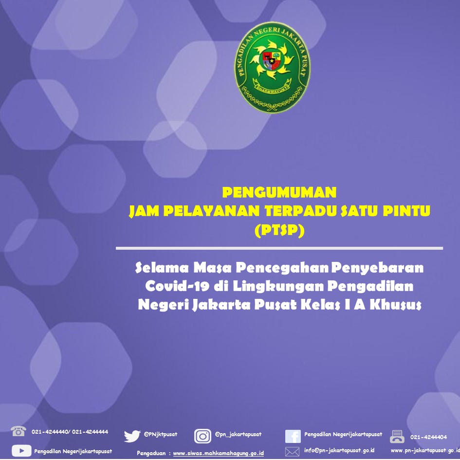 PERUBAHAN JAM PELAYANAN LOKET PTSP 14 s.d 18 FEBRUARI