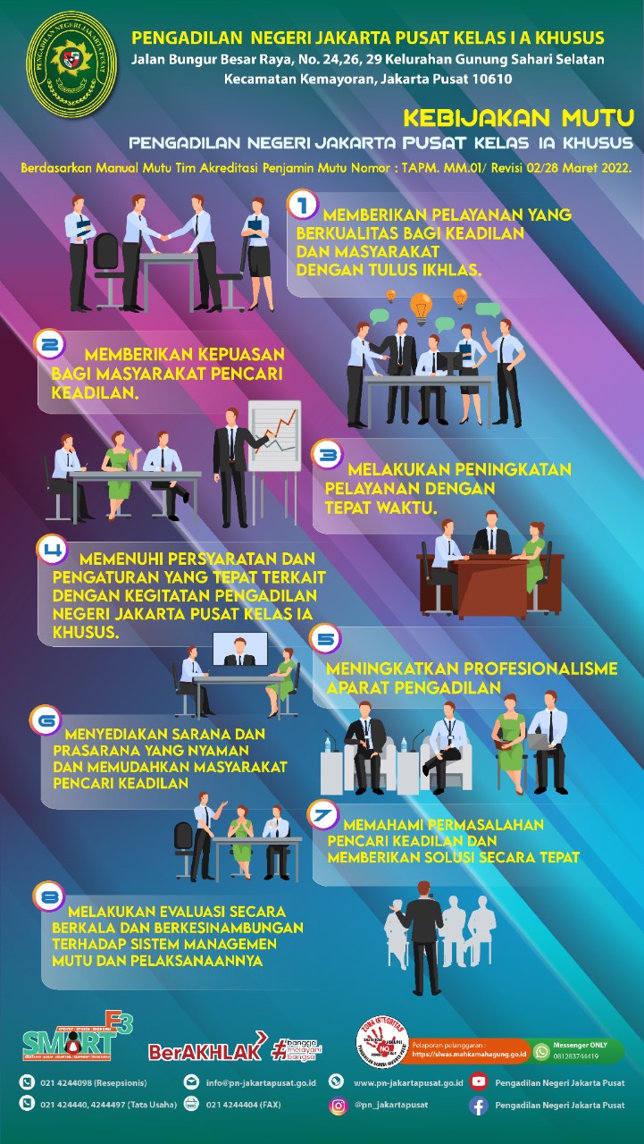 KEBIJAKAN MUTU PENGADILAN NEGERI JAKARTA PUSAT KELAS I A KHUSUS TAHUN 2022