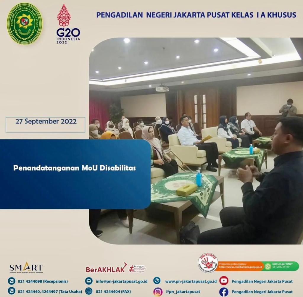 PERJANJIAN KERJASAMA DAN PENANDATANGANAN MoU PENYEDIAAN LAYANAN BAGI PENYANDANG DISABILITAS