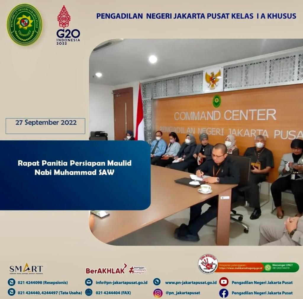 RAPAT PERSIAPAN PANITIA MAULID NABI MUHAMMAD SAW PENGADILAN NEGERI JAKARTA PUSAT KELAS IA KHUSUS