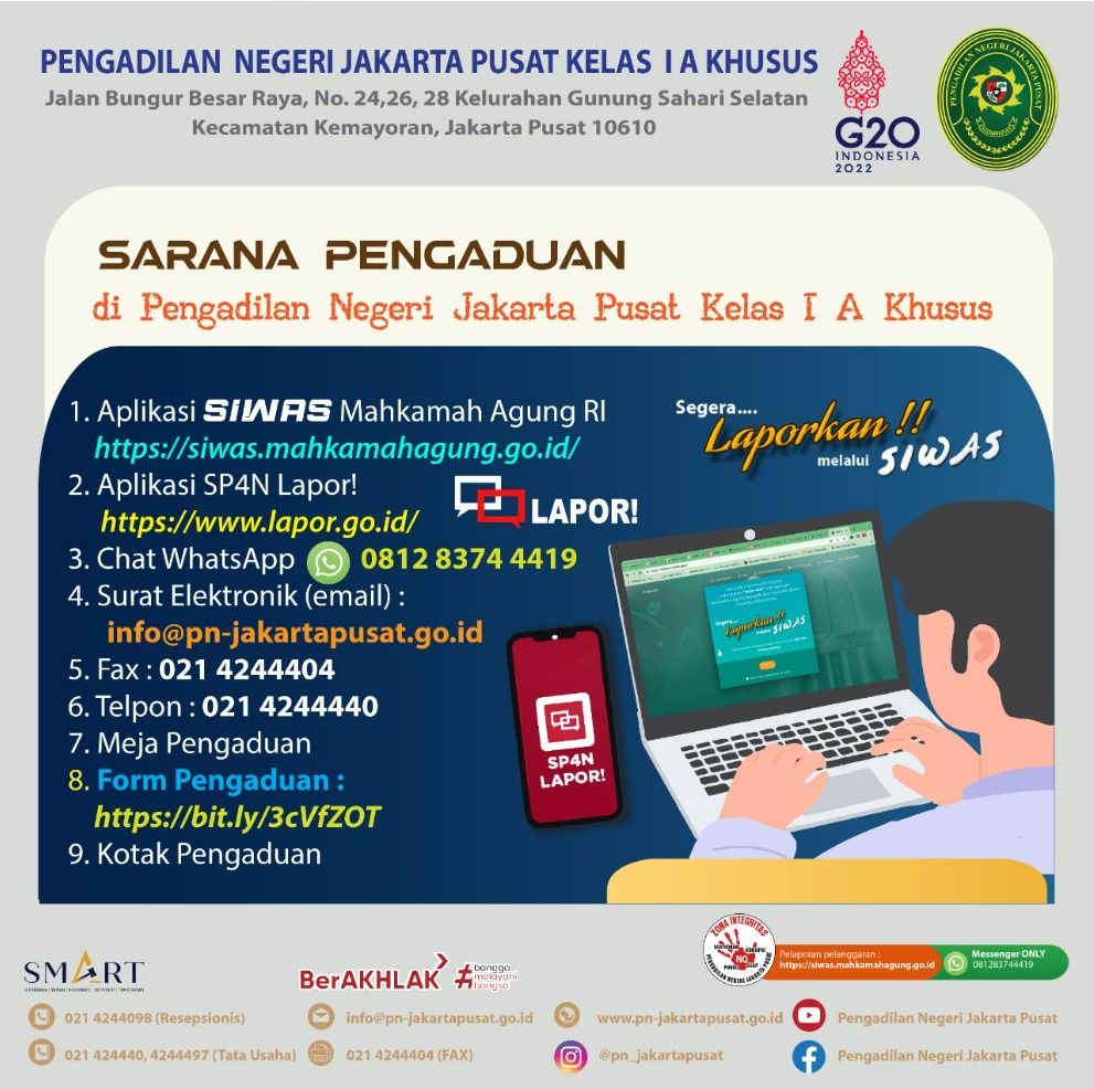 SARANA PENGADUAN ATAS PELAYANAN PUBLIK di PENGADILAN NEGERI JAKARTA PUSAT KELAS IA KHUSUS