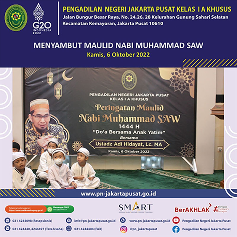 PERINGATAN MAULID NABI MUHAMMAD SAW 1444 H PADA PENGADILAN NEGERI JAKARTA PUSAT KELAS IA KHUSUS