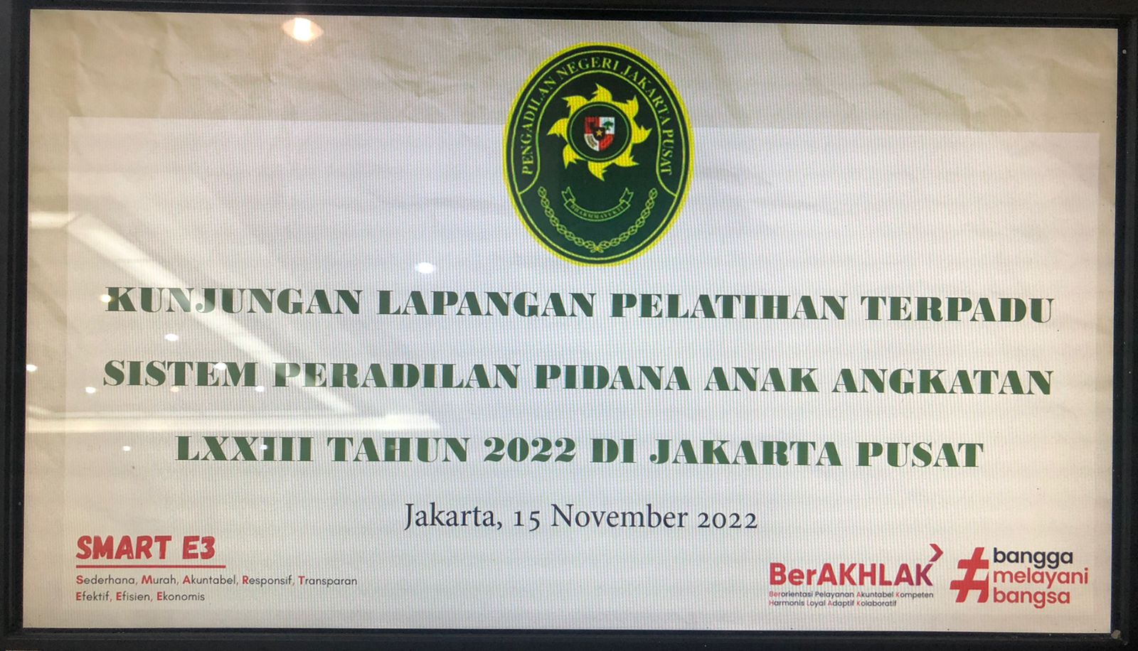KUNJUNGAN LAPANGAN PESERTA PELATIHAN TERPADU SISTEM PERADILAN PIDANA ANAK KEMENTERIAN HUKUM DAN HAM