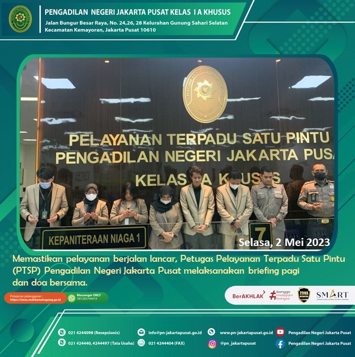 Briefing Pagi PTSP, 2 Mei 2023