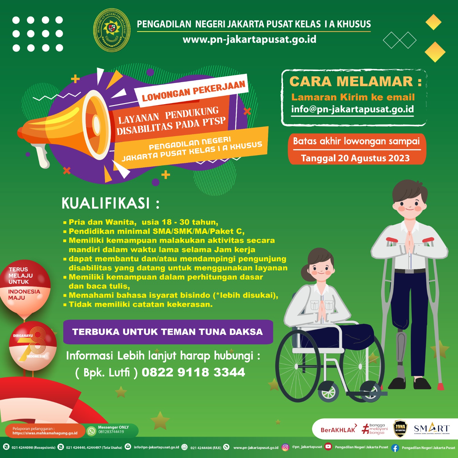 SELEKSI LAYANAN PENDUKUNG DISABILITAS PADA PELAYANAN TERPADU SATU PINTU PENGADILAN NEGERI JAKARTA PU
