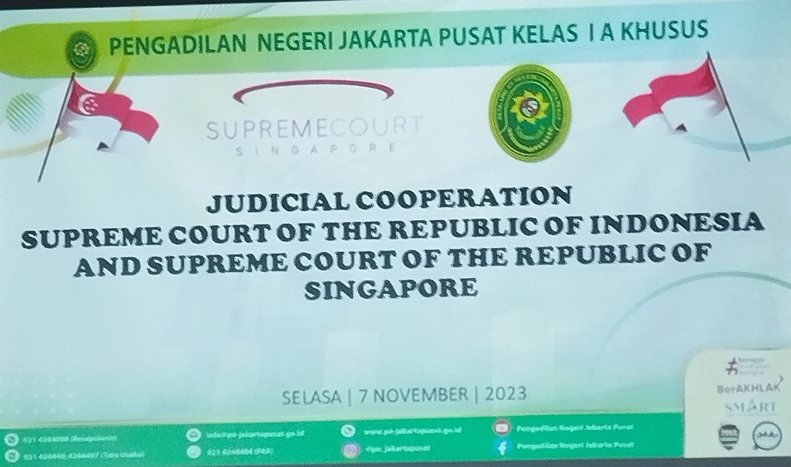 KUNJUNGAN KERJA MAHKAMAH AGUNG REPUBLIK SINGAPURA PADA PENGADILAN NEGERI JAKARTA PUSAT