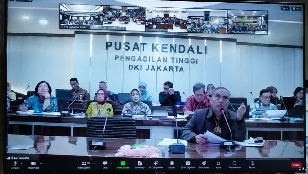 PEMBINAAN, PENGAWASAN DAN MONITORING EVALUASI SECARA VIRTUAL OLEH PENGADILAN TINGGI DKI JAKARTA