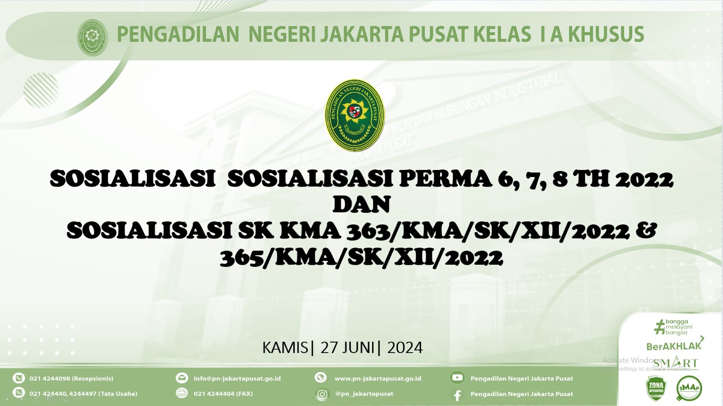 SOSIALISASI PERMA 6, 7, 8 TH 2022 DAN SOSIALISASI SK KMA 363/KMA/SK/XII/2022 & 365/KMA/SK/XII/2022