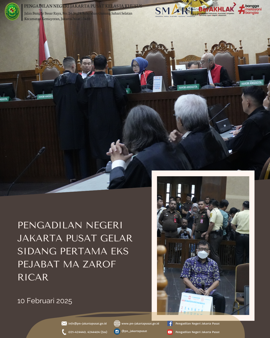 PENGADILAN NEGERI JAKARTA PUSAT GELAR SIDANG PERTAMA EKS PEJABAT MA ZAROF RICAR