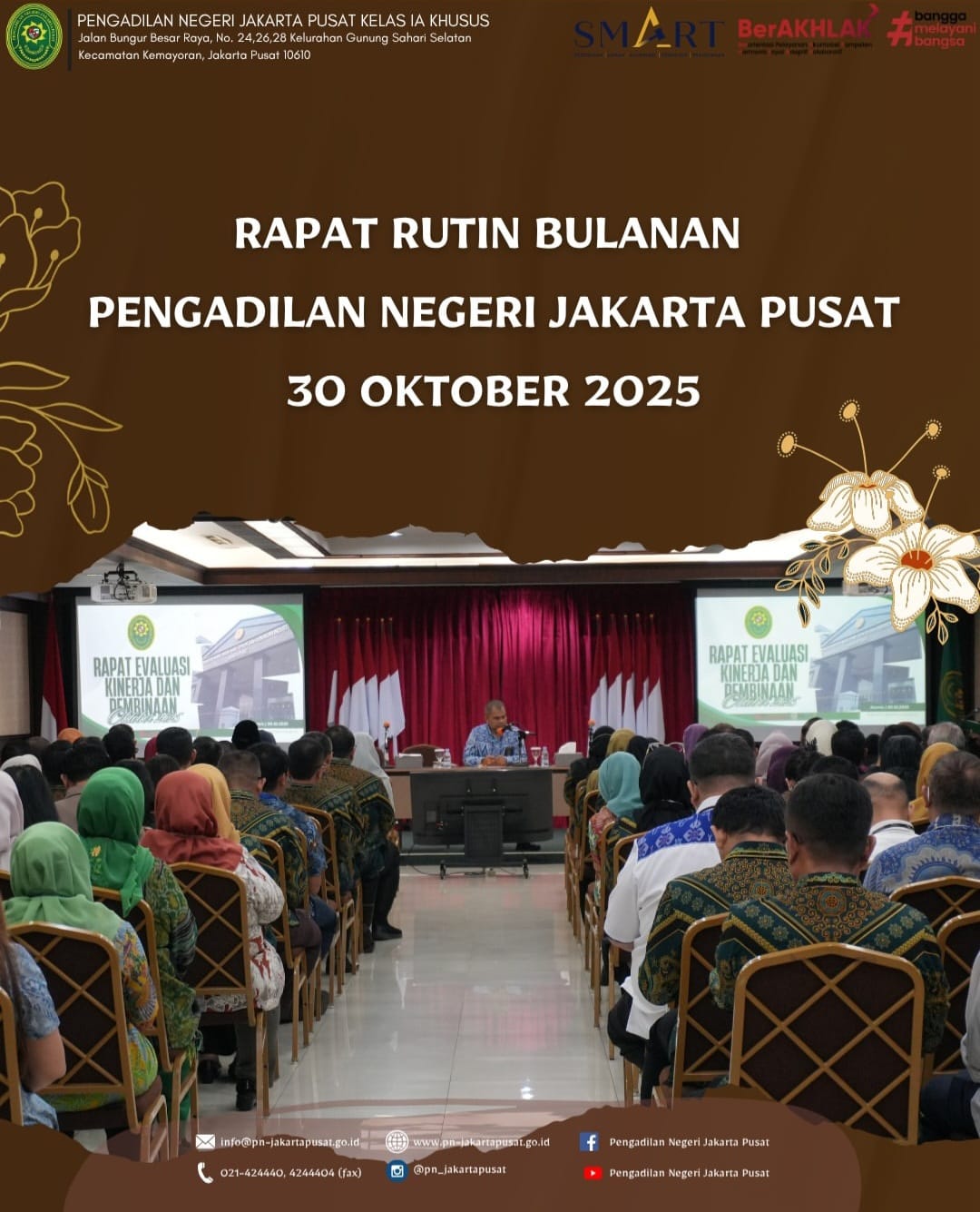 RAPAT EVALUASI KINERJA DAN PEMBINAAN BULAN OKTOBER PADA PENGADILAN NEGERI JAKARTA PUSAT KELAS IA KHU