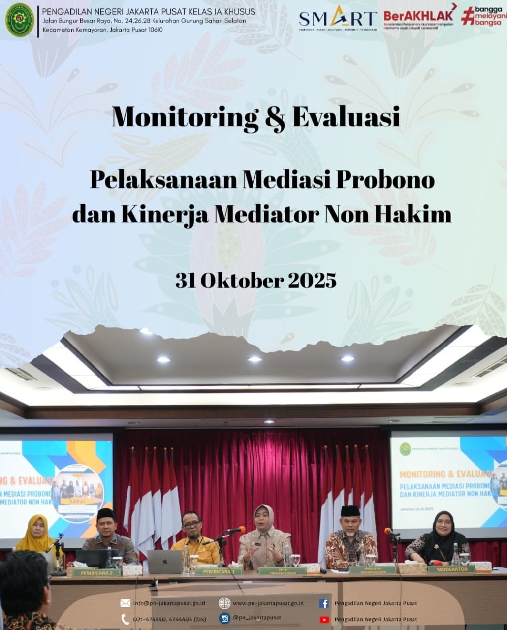 MONITORING DAN EVALUASI PELAKSANAAN MEDIASI PROBONO DAN KINERJA MEDIATOR NON HAKIM