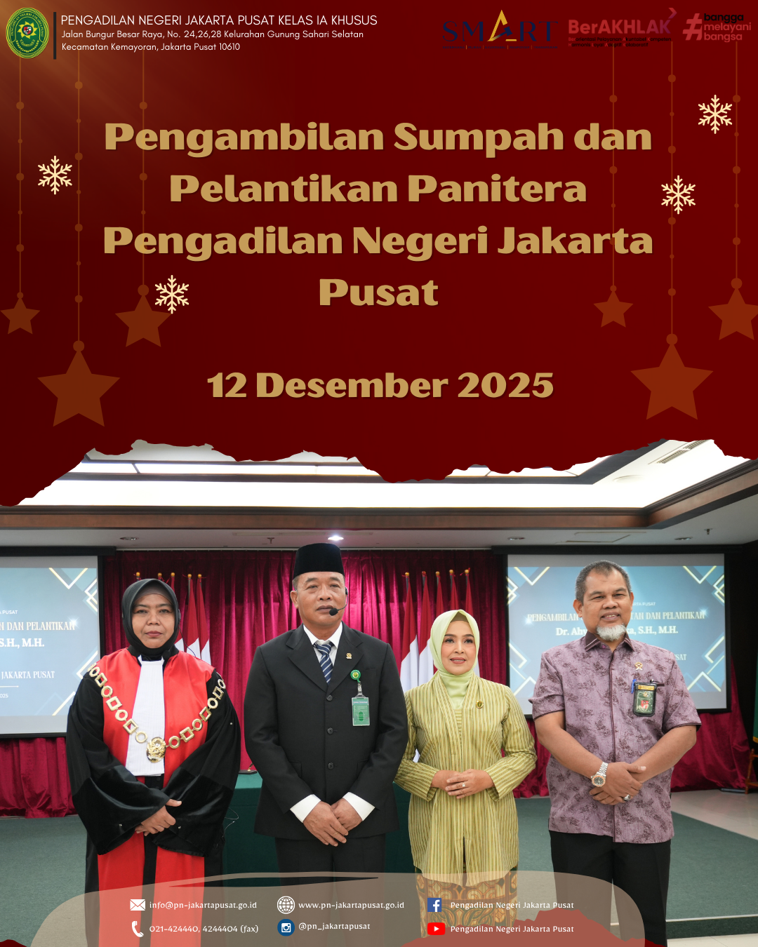 PENGAMBILAN SUMPAH JABATAN DAN PELANTIKAN PANITERA PENGADILAN NEGERI JAKARTA PUSAT KELAS IA KHUSUS