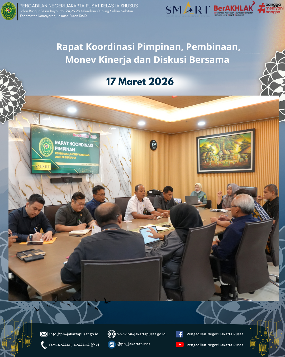 RAPAT KOORDINASI PIMPINAN, PEMBINAAN, MONEV KINERJA DAN DISKUSI BERSAMA