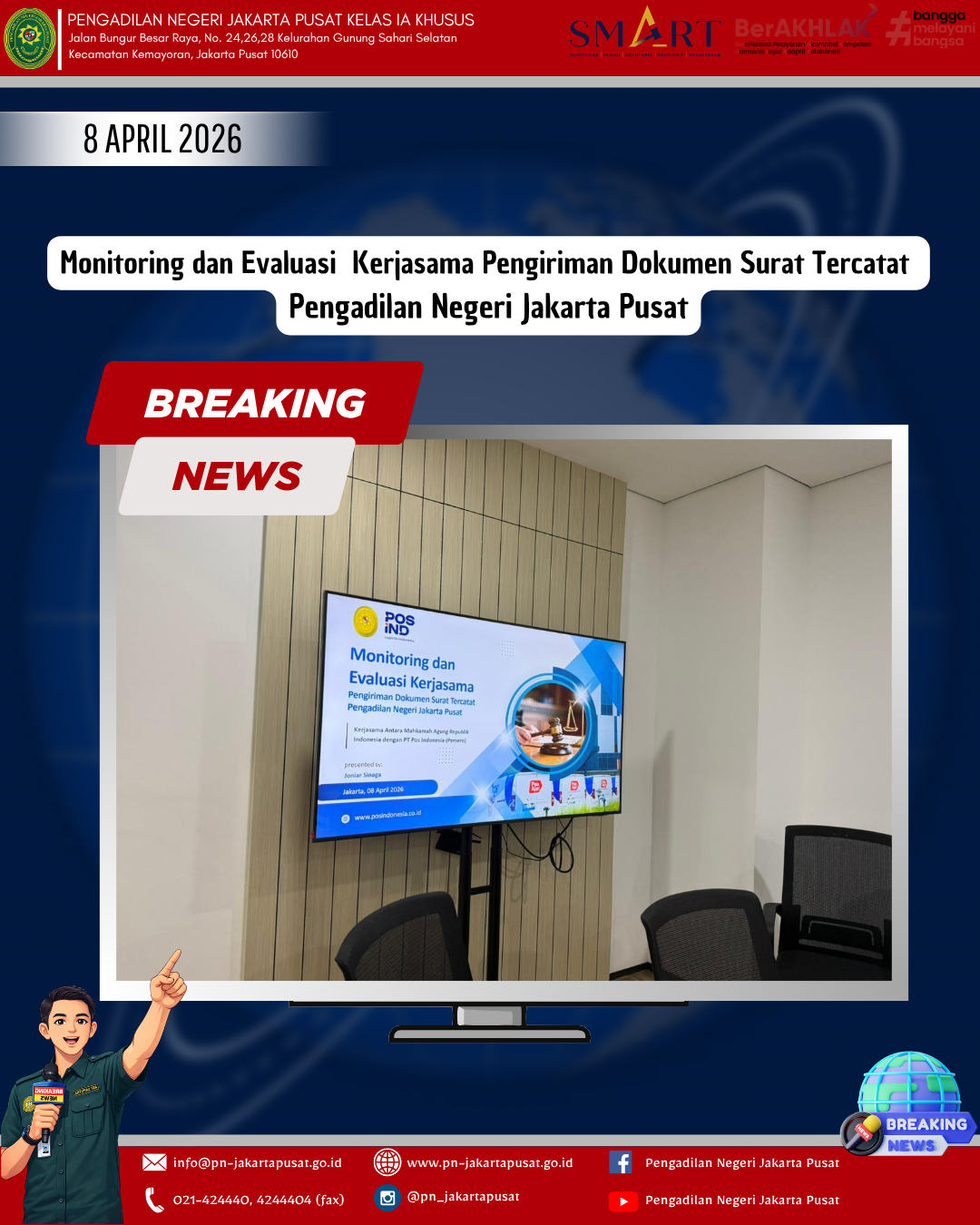 MONITORING DAN EVALUASI KERJASAMA PENGIRIMAN DOKUMEN SURAT TERCATAT PENGADILAN NEGERI JAKARTA PUSAT